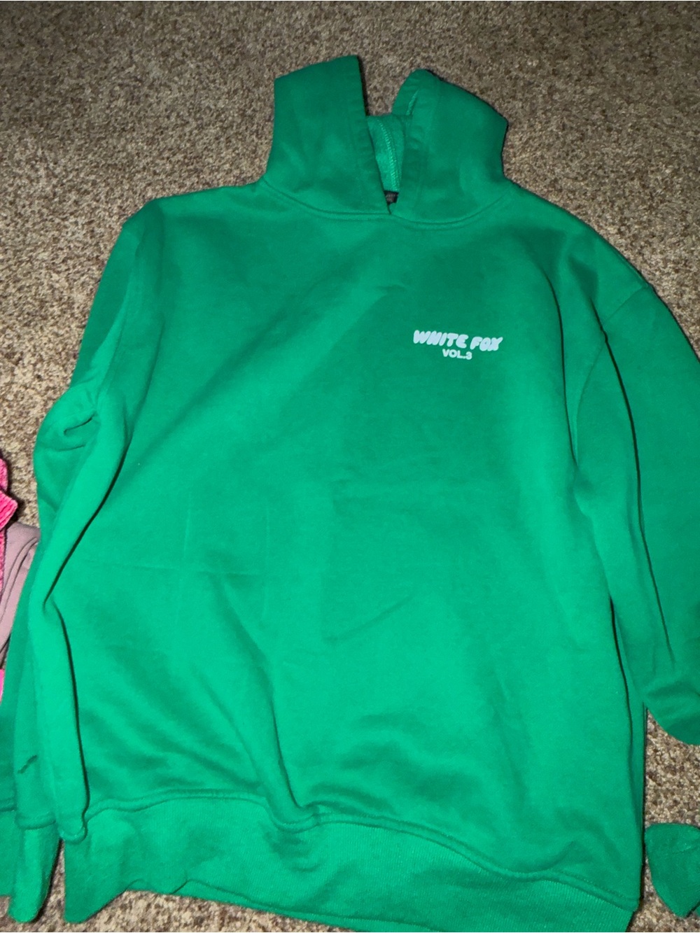 White Fox Green Pullover Hoodie - women’s